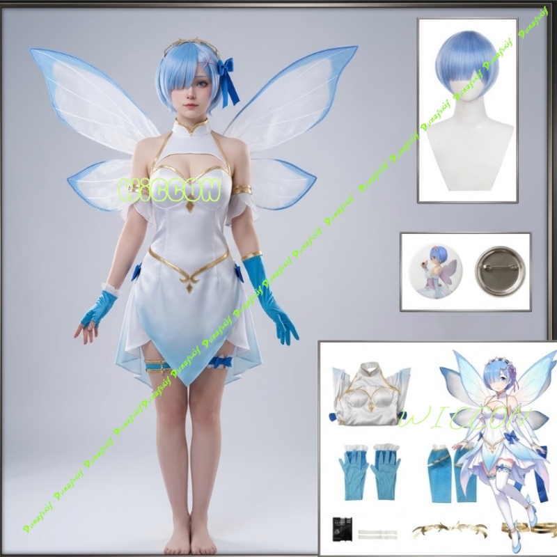 Re Zero Rem Wig - Re Zero Rem Çiçek Perisi Cosplay
