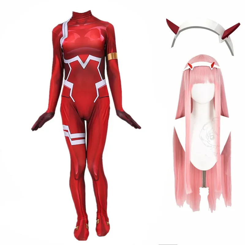 Anime Cosplay London - Kadınlar Seksi Zentai Kıyafeti Zero Two